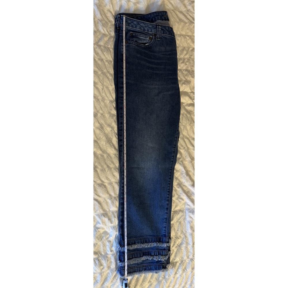 Michael Kors Izzy Dillon Stretch CropJean Fray Hem Stretch Denim Mid Rise Size 8 - Picture 11 of 12